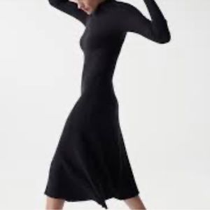 NWT Ming black knit dress long sleeve mock neck sz M  US 6
